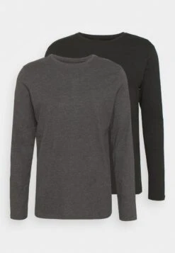 Pier One 2 PACK - Langarmshirt - Dark Grey/black -Bekleidungsgeschäft 007c88127656457c8f19869283e98031