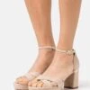 LEATHER - Plateausandalette - Beige -Bekleidungsgeschäft 14874fb7a3704fde8e20002f98831cec
