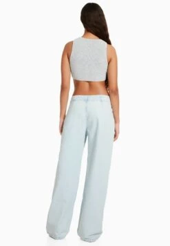 BERSHKA WIDE LEG 90S TIE - Jeans Straight Leg - Light Blue -Bekleidungsgeschäft 4a1c6a697e7e490682d1ca9e4eb4c0bb