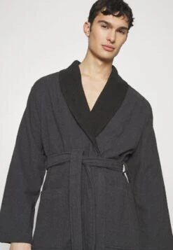 Pier One SHAWL TOWEL BATHROBE - Bademantel - Dark Grey -Bekleidungsgeschäft aedd72cbd7d04b83bcef8a6c104e08f9