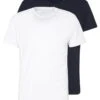 Pier One 2 PACK - T-Shirt Basic - White/dark Blue -Bekleidungsgeschäft c317d65fe9bd4dd2b5dfb2c9aa92192f